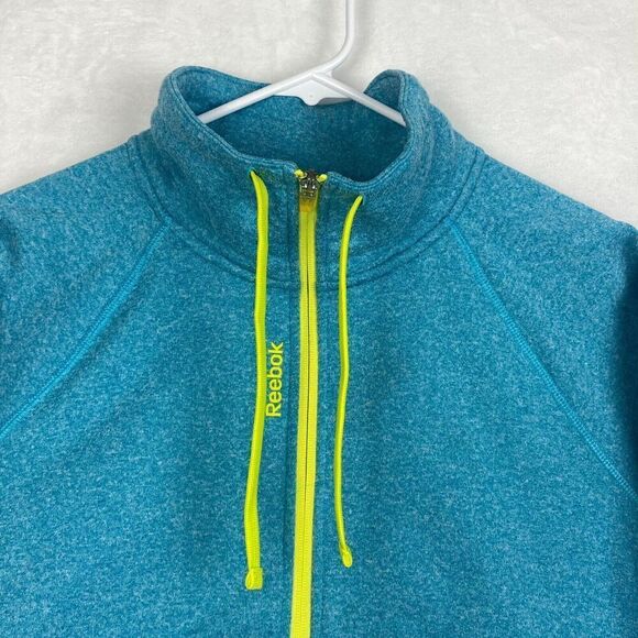 Rebook Sweater Womens Medium Green 1/2 Zip Pockets Pullover Sweatshirt High Neck - Picture 3 of 9